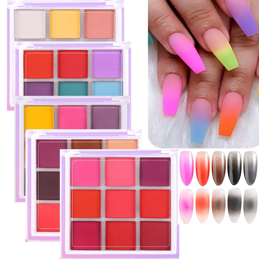 Nail Art Ombre Glitter - 4/6/9 ألوان مسمار الصباغ لوحة الصلبة