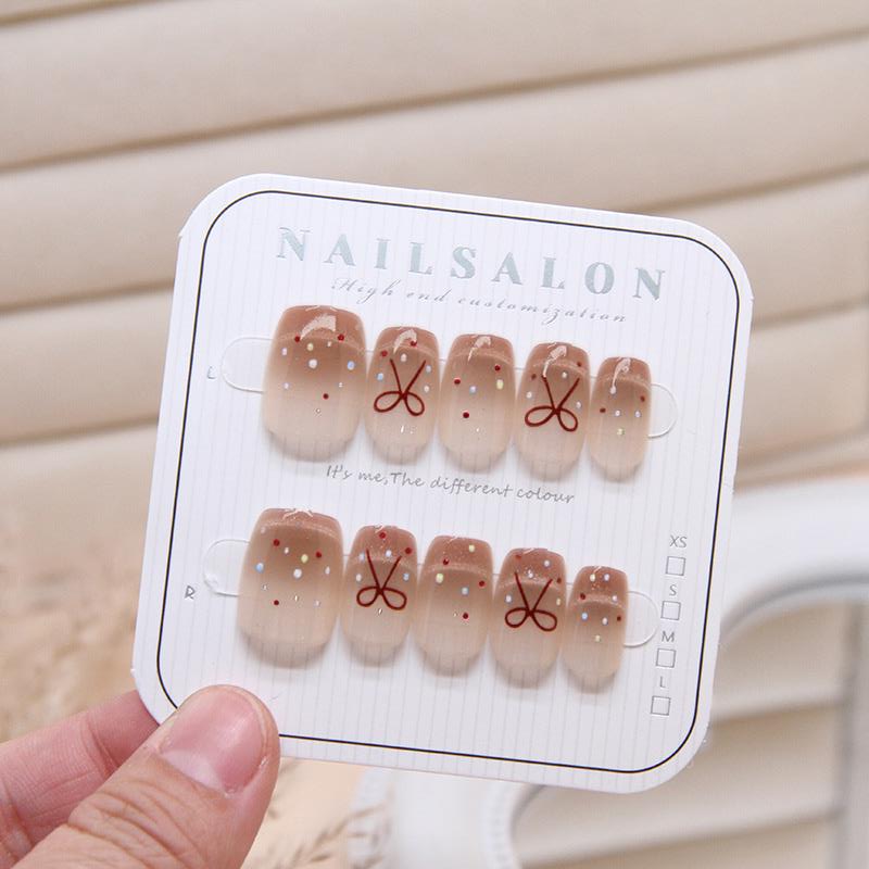 Nail Art Simple - 10 قطعة/المجموعة أحمر الخدود الوردي التدرج