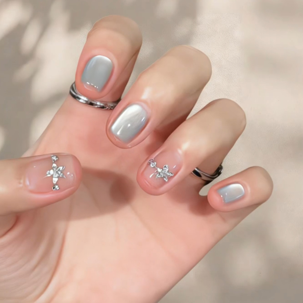 Nail Art Simple - 24 قطعة من أظافر القطيفة اللامعة
