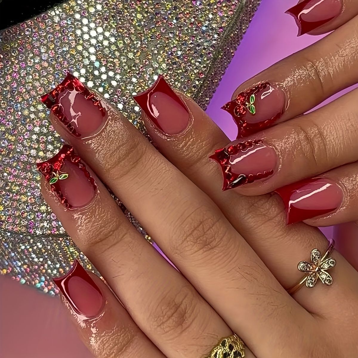 Nail Art Simple - 24 قطعة الأظافر وهمية الانتهاء الفرنسية