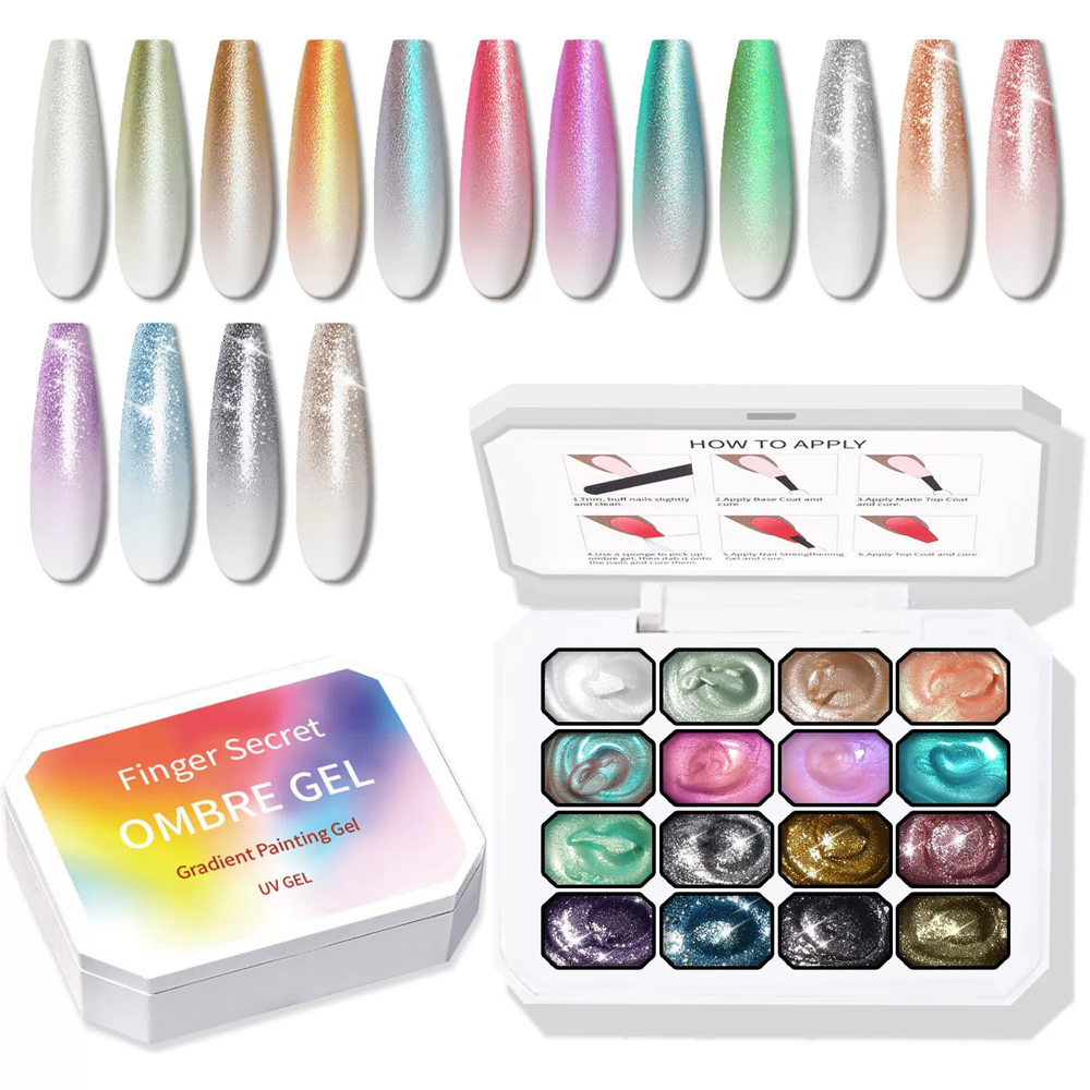 Nail Art Ombre Glitter - مجموعة طلاء أظافر كريمي صلب متدرج