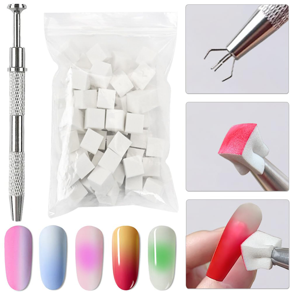 50 قطعة مسمار الفن الإسفنج + ا - مراجعة Nail Art Ombre Glitter وسعره