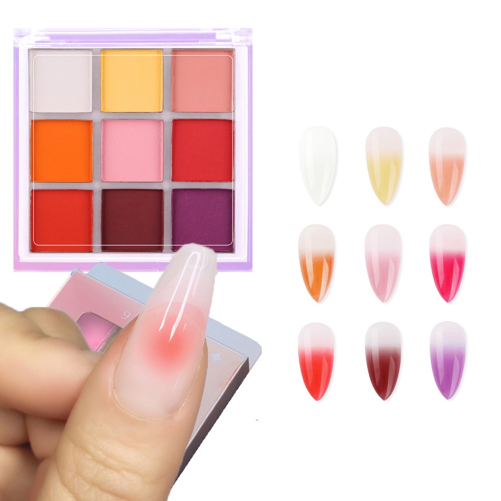 4/6/9 ألوان مسمار الصباغ لوحة  - مراجعة Nail Art Ombre Glitter وسعره