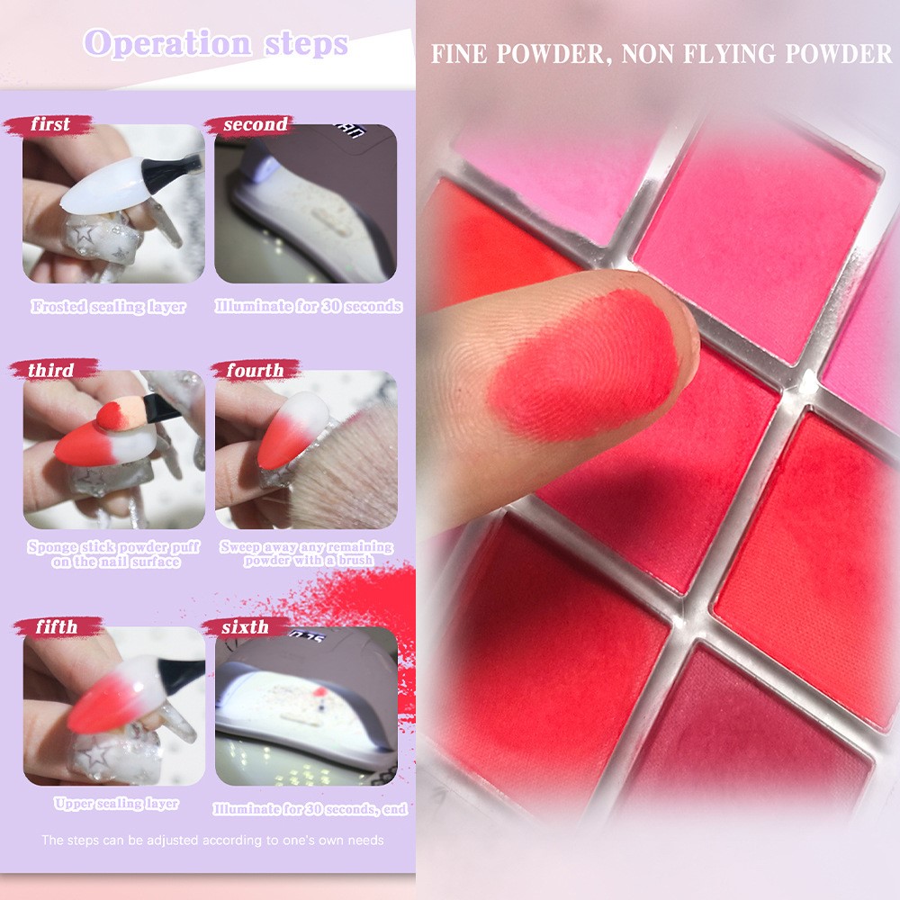 4/6/9 ألوان مسمار الصباغ لوحة  - مراجعة Nail Art Ombre Glitter وسعره