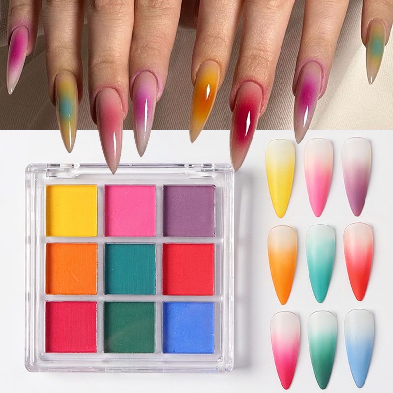 9 ألوان التدرج مانيكير مسمار ا - مراجعة Nail Art Ombre Glitter وسعره
