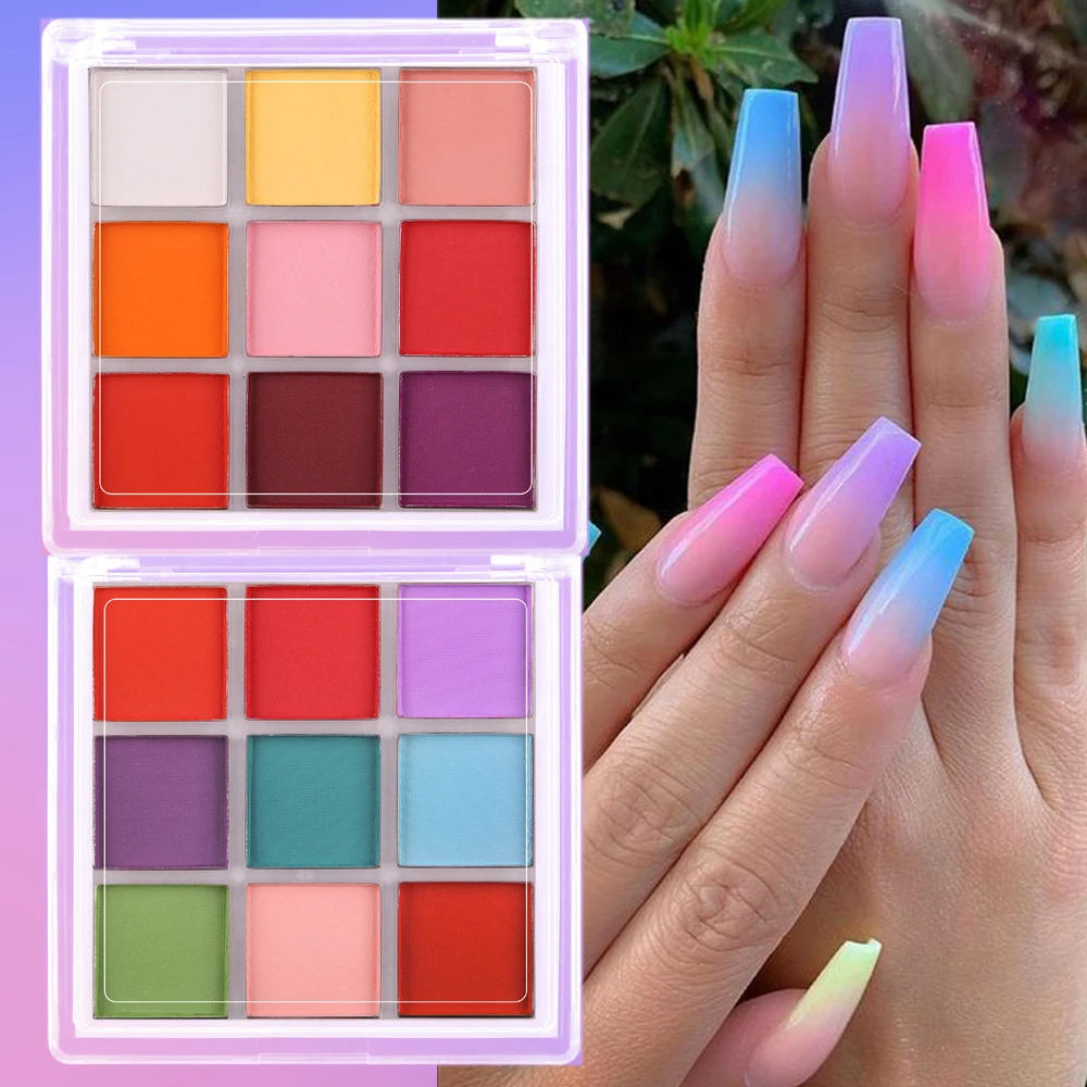 9 ألوان مسمار الصباغ لوحة الصل - مراجعة Nail Art Ombre Glitter وسعره