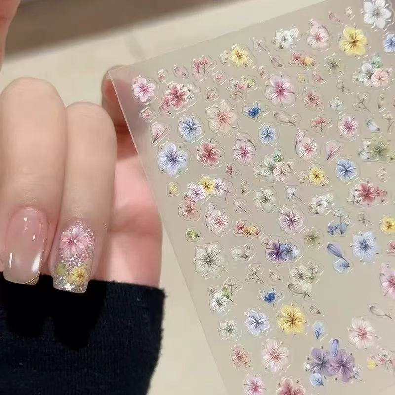 ملصقات أظافر بتصميم زهور مجففة - مراجعة Nail Art Ombre Glitter وسعره