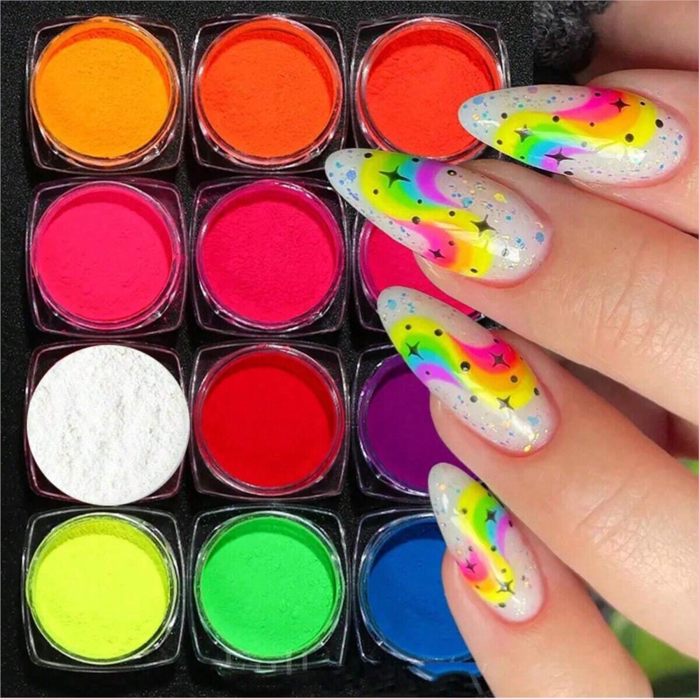 مجموعة مسحوق صبغة نيون فوسفور  - مراجعة Nail Art Ombre Glitter وسعره