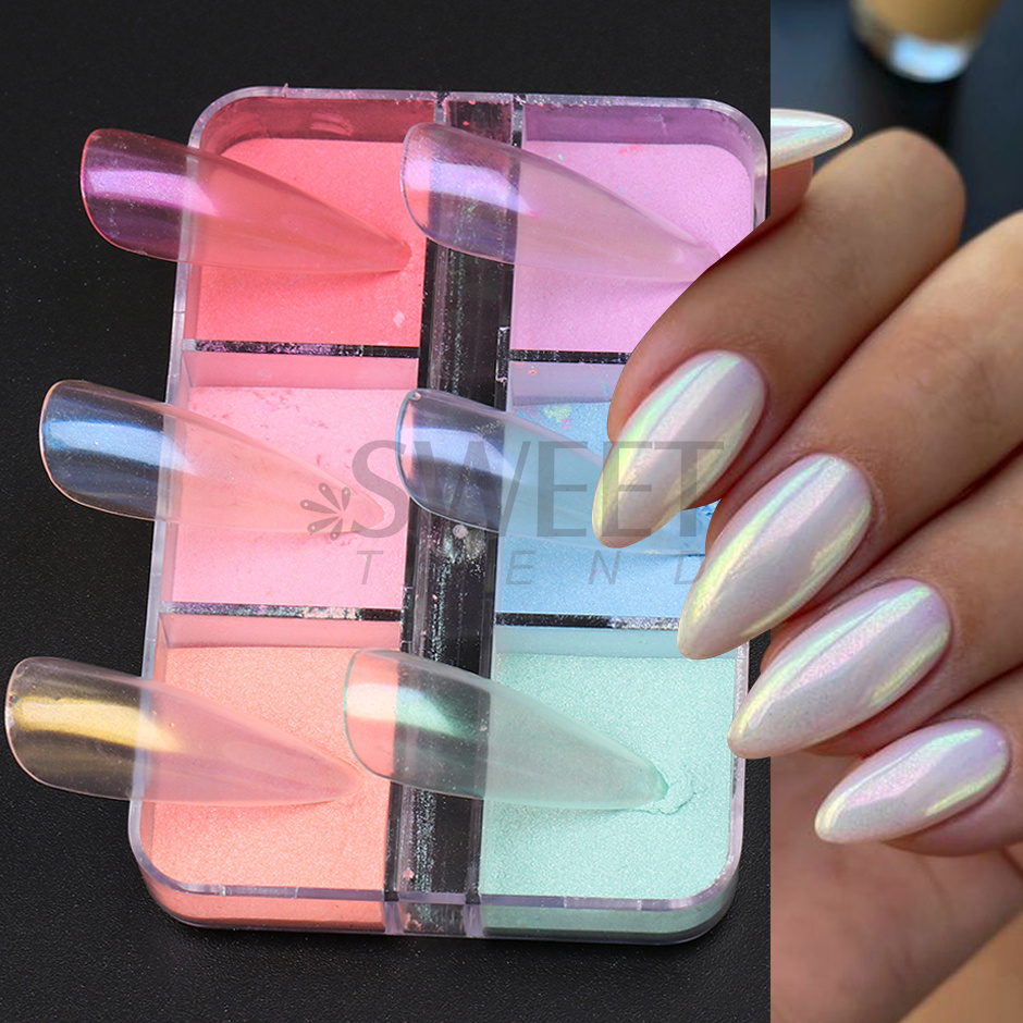 بودرة أظافر لؤلؤية بـ 6 ألوان، - مراجعة Nail Art Ombre Glitter وسعره