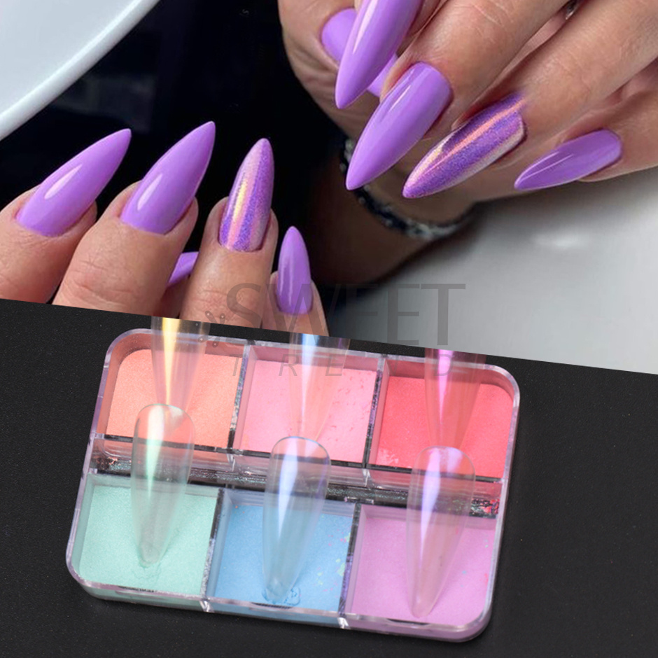بودرة أظافر لؤلؤية بـ 6 ألوان، - مراجعة Nail Art Ombre Glitter وسعره