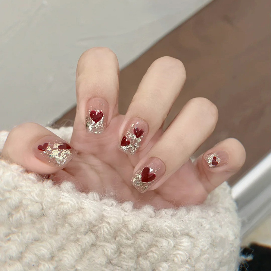 24 قطعة/مجموعة أظافر صناعية قص - مراجعة Nail Art Red وسعره