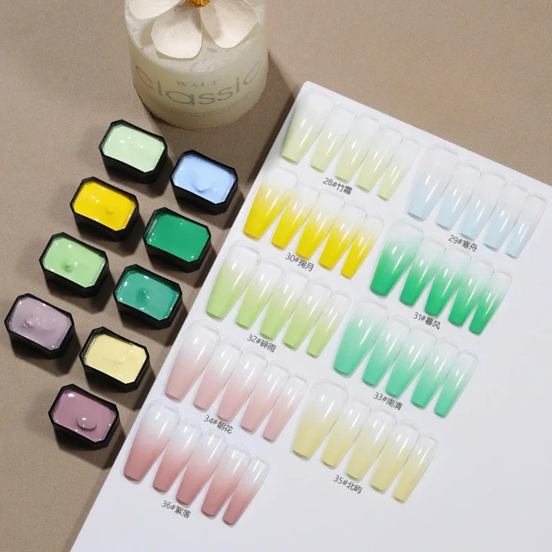 9 ألوان/صندوق بات أومبير هلام  - مراجعة Nail Art Ombre Glitter وسعره