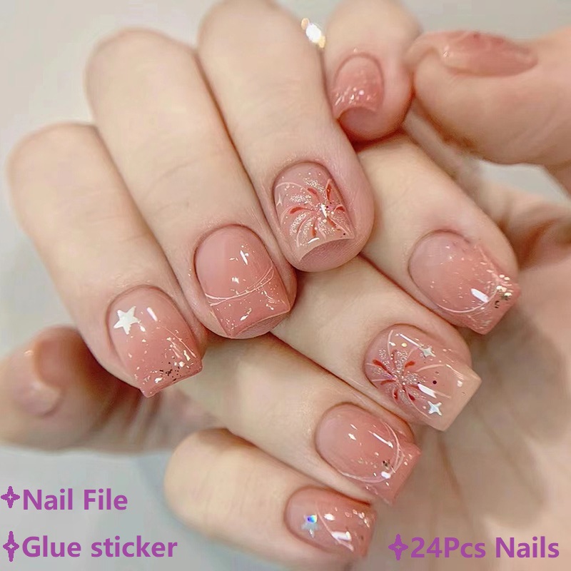 أظافر صناعية قصيرة وردية بتصمي - مراجعة Nail Art Ombre Pink وسعره